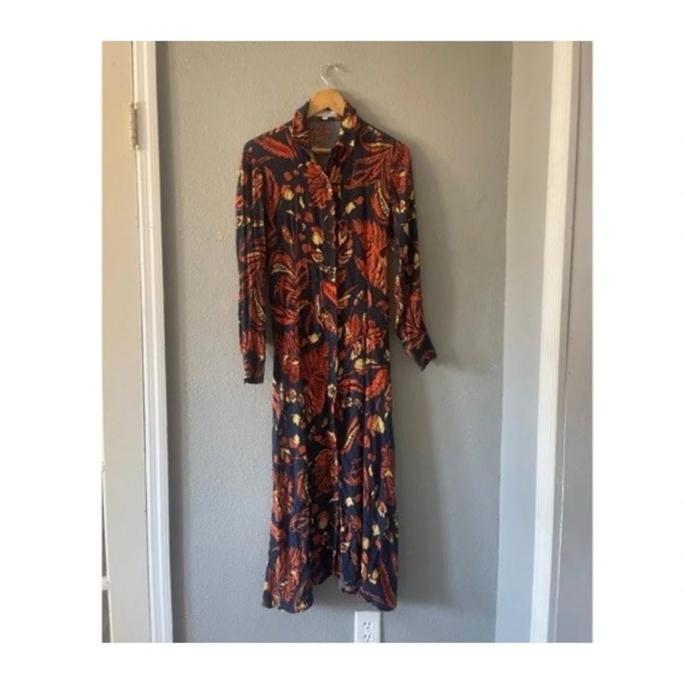 Thakoon Collective Floral Maxi Dress Collared Long Sleeve - Picture 6 of 9